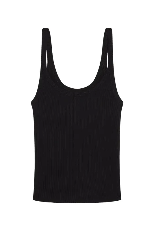 Devin Tank Crop - Black Rib sold by Monday Swimwear