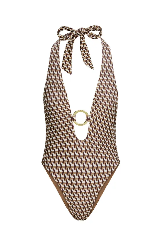 Montego One Piece - Husk Geo sold by Monday Swimwear