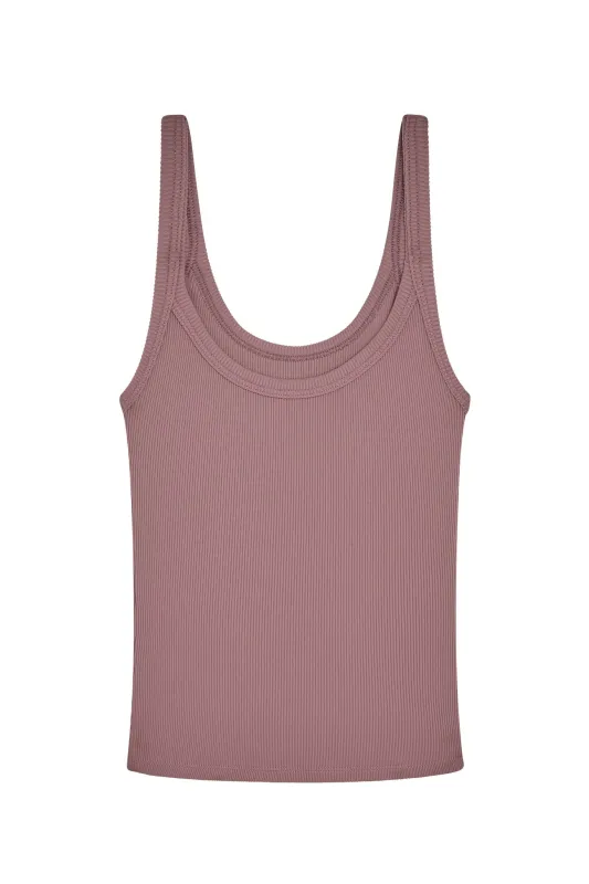 Devin Tank - Mauve Thin Rib sold by Monday Swimwear