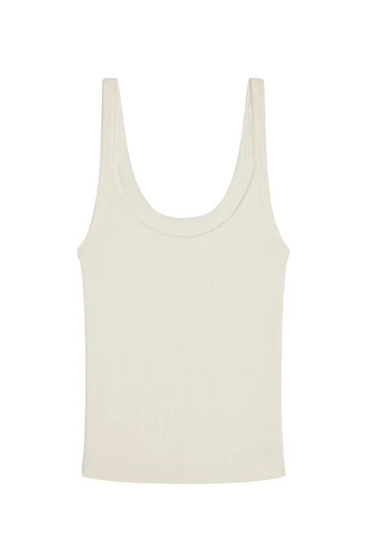 Devin Tank Long - Ivory Rib sold by Monday Swimwear