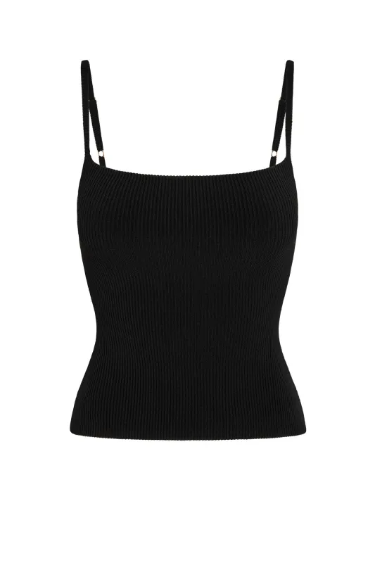 Provence Top - Black Knit Rib sold by Monday Swimwear
