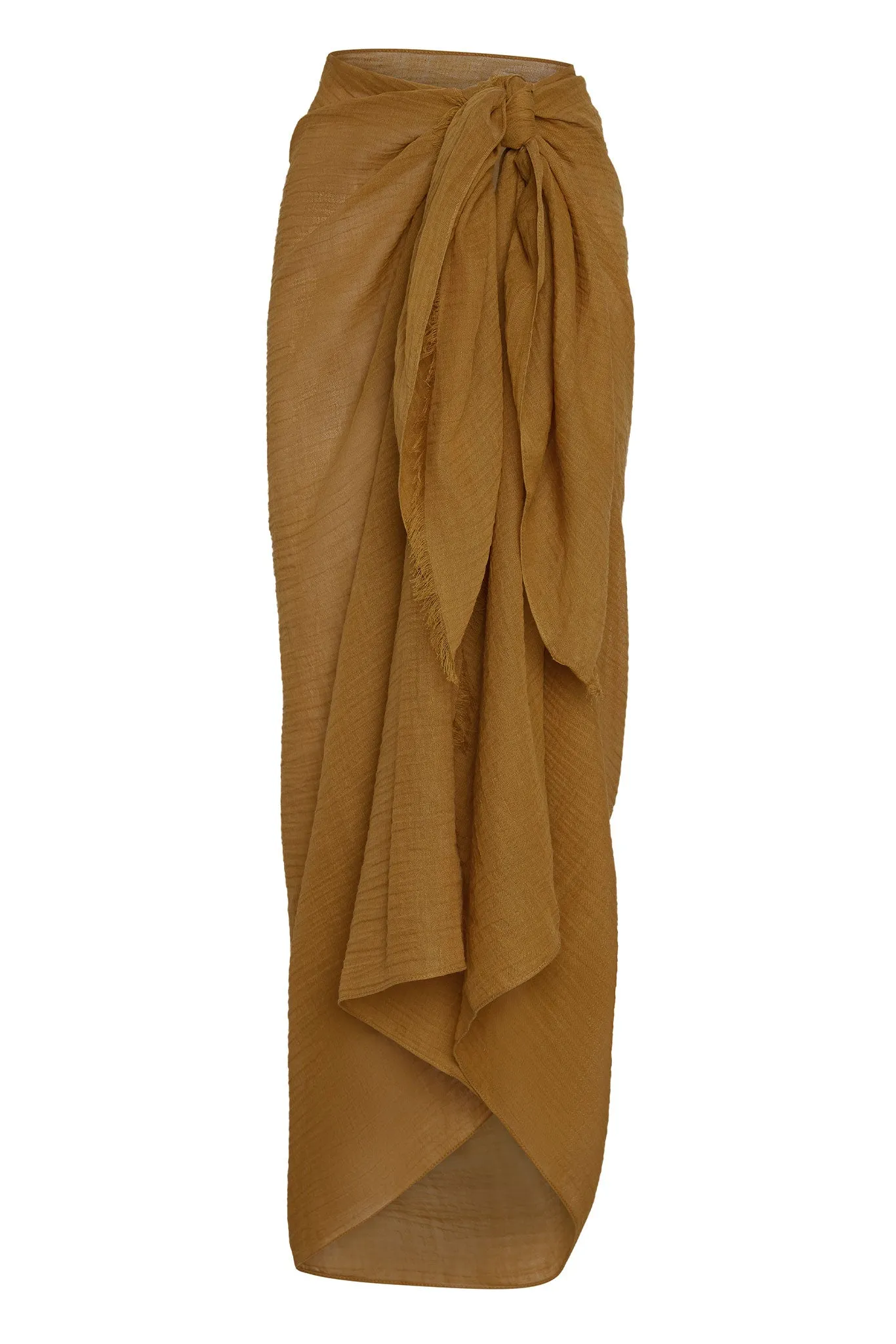 St. Tropez Sarong - Antique Gold Crinkle Linen sold by Monday Swimwear