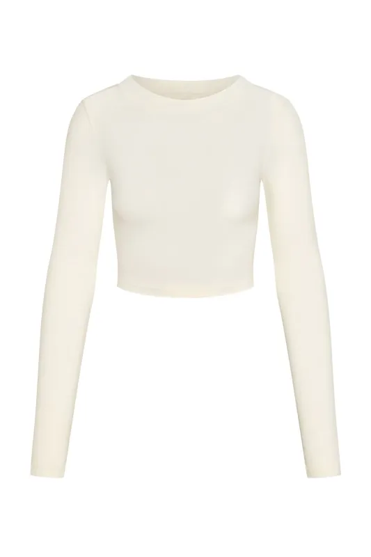 Hayworth Long Sleeve - Ivory Lightweight Rib sold by Monday Swimwear