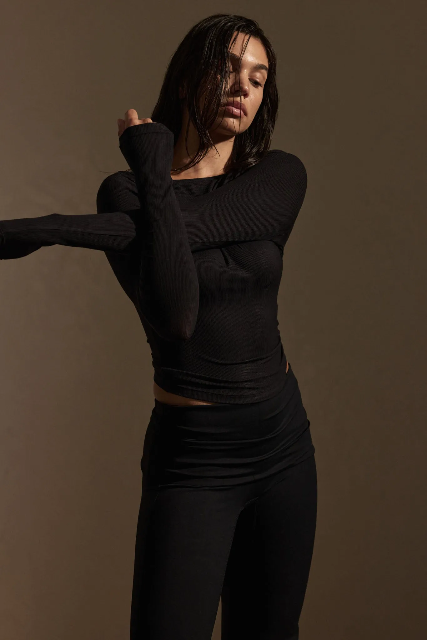 Paddington Long Sleeve - Black Lightweight Rib sold by Monday Swimwear product image thumbnail 4