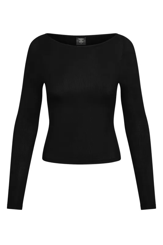 Paddington Long Sleeve - Black Lightweight Rib sold by Monday Swimwear