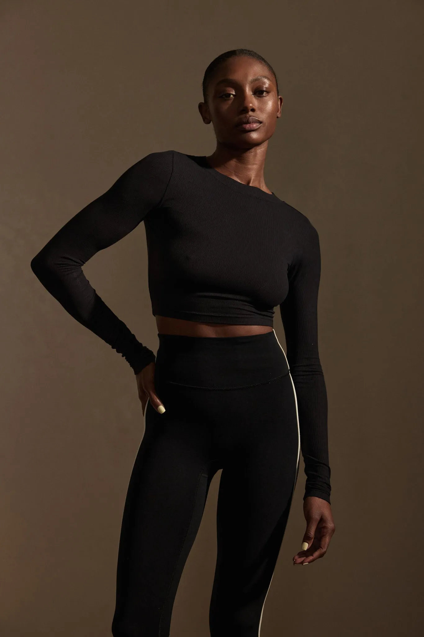 Hayworth Long Sleeve - Black Lightweight Rib sold by Monday Swimwear product image thumbnail 2