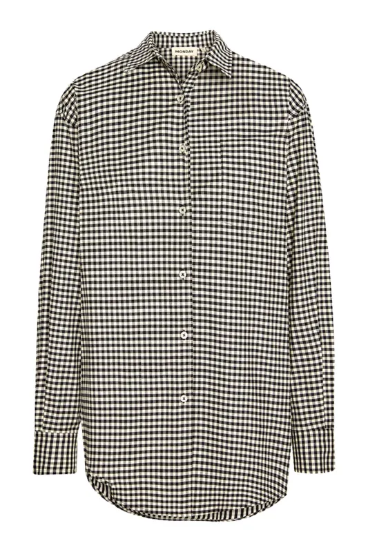 La Jolla Shirt - Black Gingham sold by Monday Swimwear