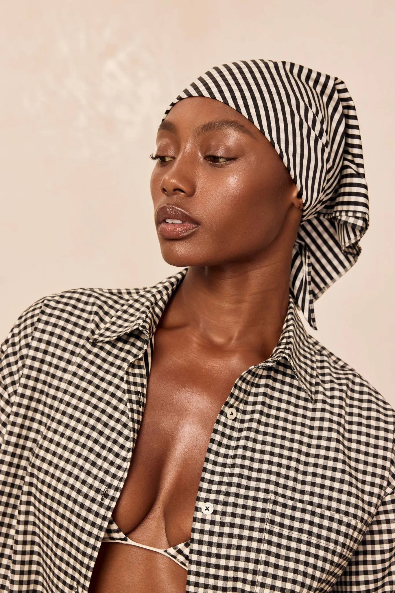 Monday Head Scarf - Black Gingham sold by Monday Swimwear product image thumbnail 5