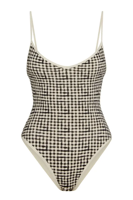 Ravello One Piece - Black Gingham sold by Monday Swimwear