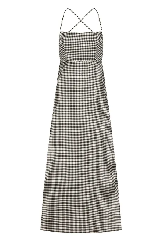 Montpellier Dress - Black Gingham sold by Monday Swimwear