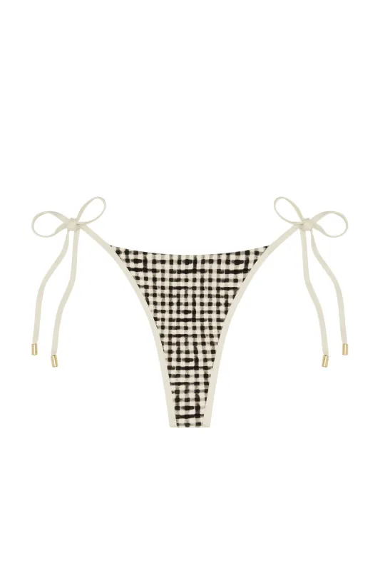 Palma Thong Colorblock - Black Gingham sold by Monday Swimwear