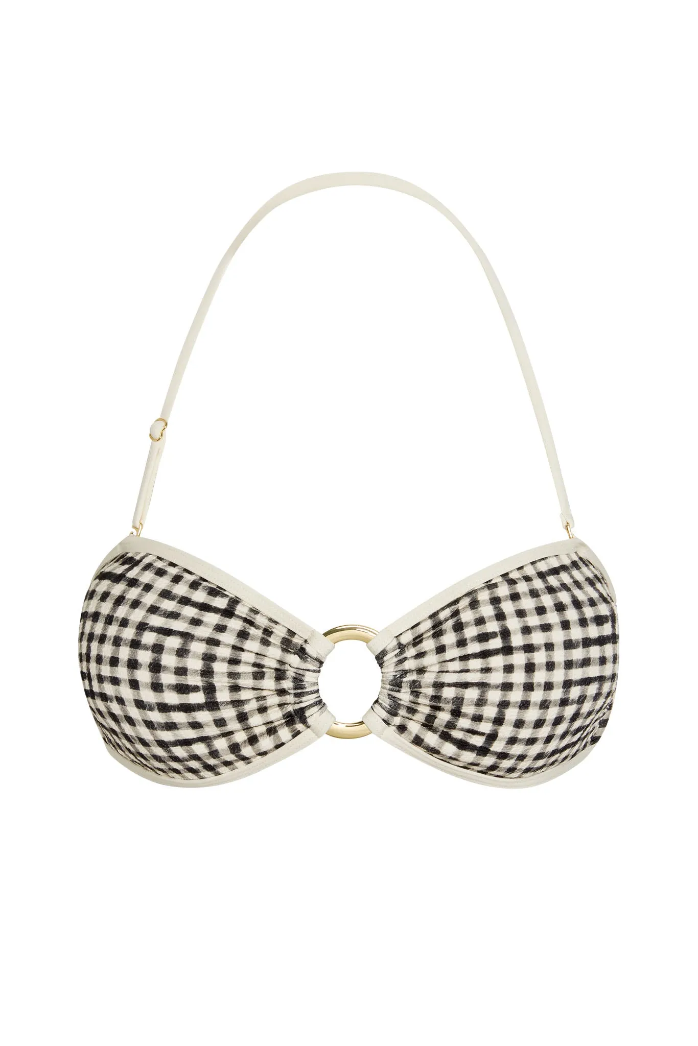 Costa Rica Top Colorblock - Black Gingham sold by Monday Swimwear