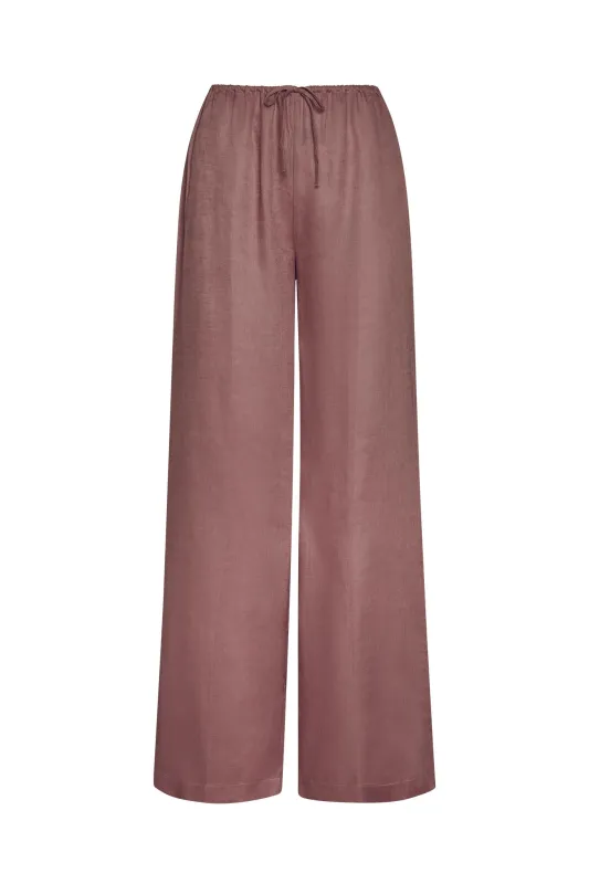 Belize Pant - Mauve Linen sold by Monday Swimwear