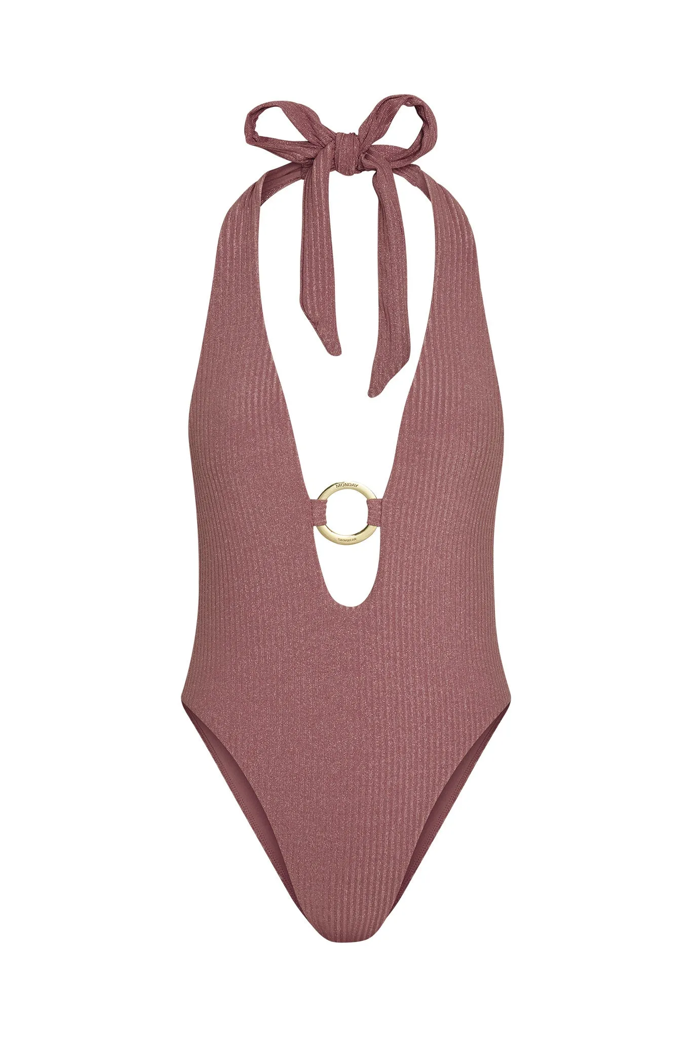 Montego One Piece - Mauve Lurex Rib sold by Monday Swimwear