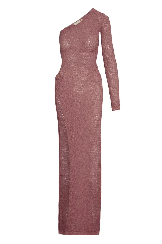 Palermo Dress - Mauve Lurex Lace Crochet sold by Monday Swimwear