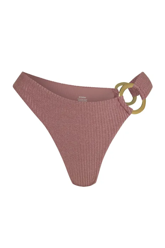 Bronte Bottom - Mauve Lurex Rib sold by Monday Swimwear