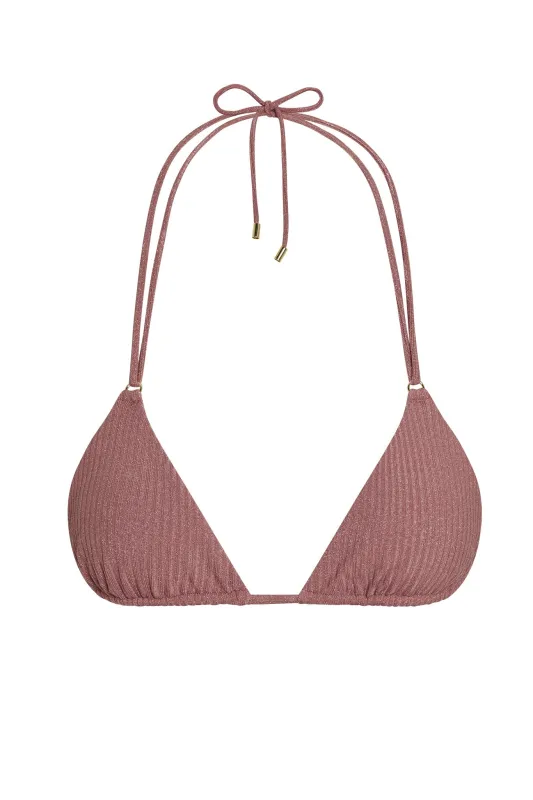 Hanalei Top - Mauve Lurex Rib sold by Monday Swimwear
