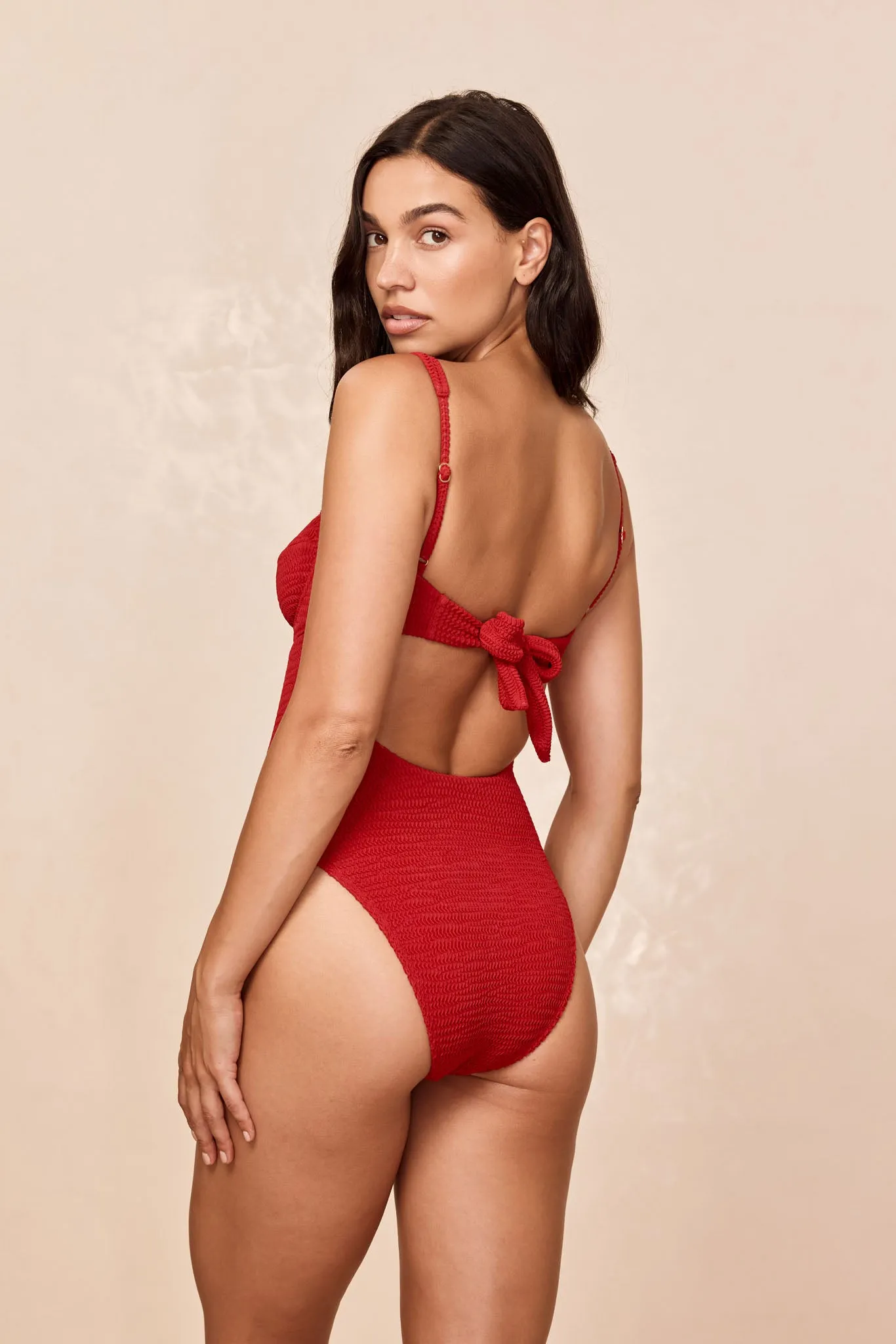 Clovelly One Piece - Cherry Crinkle sold by Monday Swimwear product image thumbnail 4