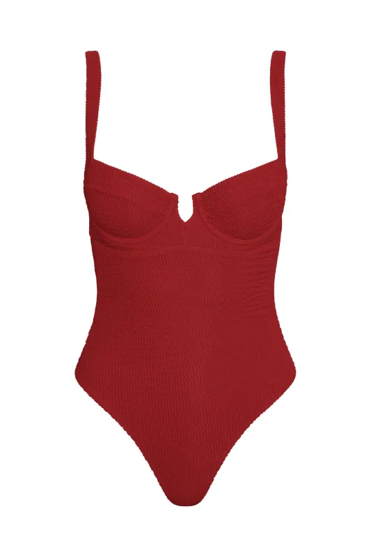 Clovelly One Piece - Cherry Crinkle sold by Monday Swimwear