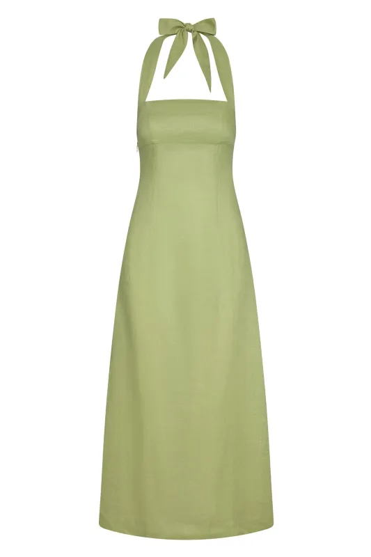 Montserrat Dress - Avocado Linen sold by Monday Swimwear