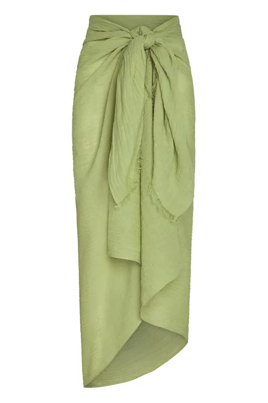 St. Tropez Sarong - Avocado Crinkle Linen sold by Monday Swimwear