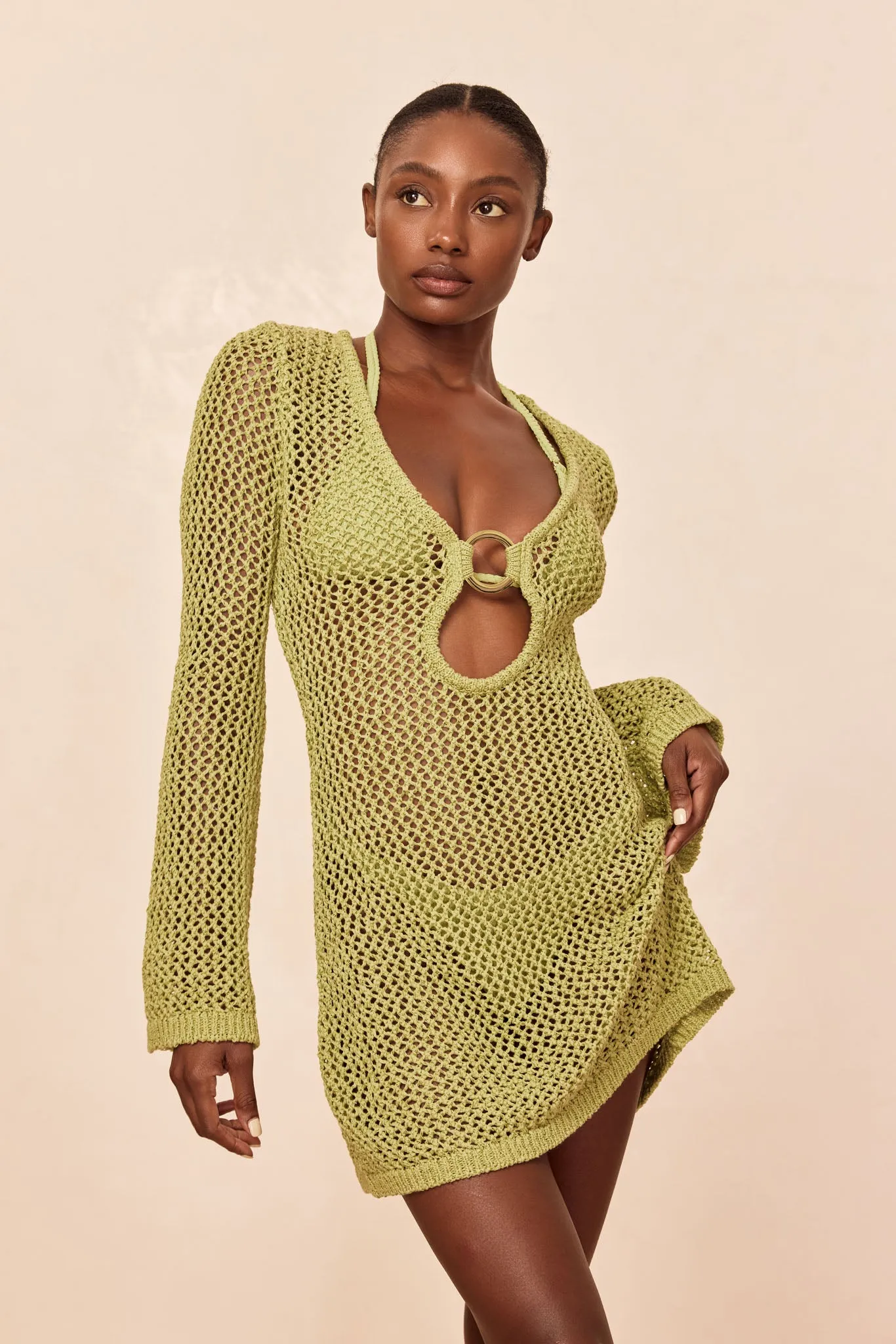 Montego Mini Dress - Avocado Petit Crochet sold by Monday Swimwear product image thumbnail 4