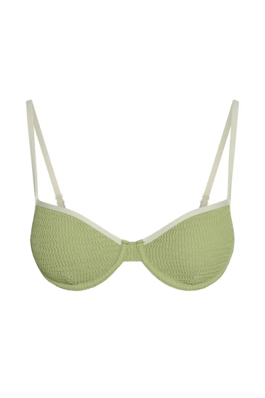 Capri Top - Avocado/Ivory Crinkle sold by Monday Swimwear