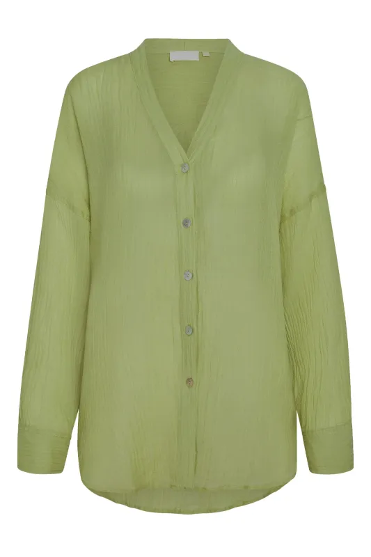 Barcelona Tunic - Avocado Crinkle Linen sold by Monday Swimwear