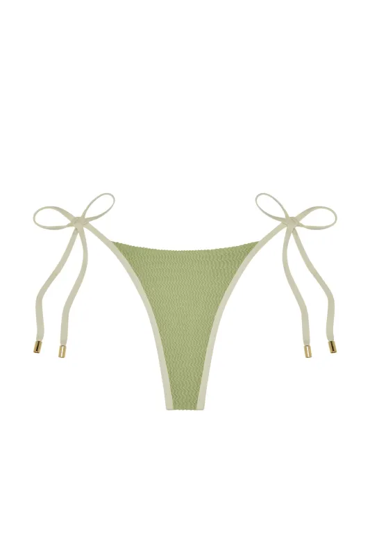 Palma Thong - Avocado/Ivory Crinkle sold by Monday Swimwear