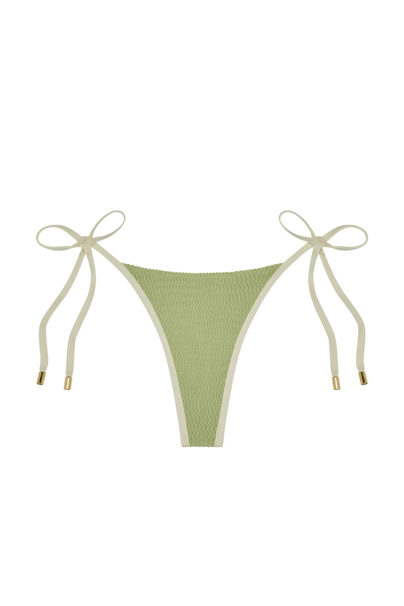 Palma Thong - Avocado/Ivory Crinkle sold by Monday Swimwear