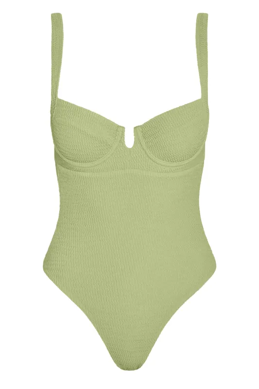 Clovelly One Piece - Avocado Crinkle sold by Monday Swimwear