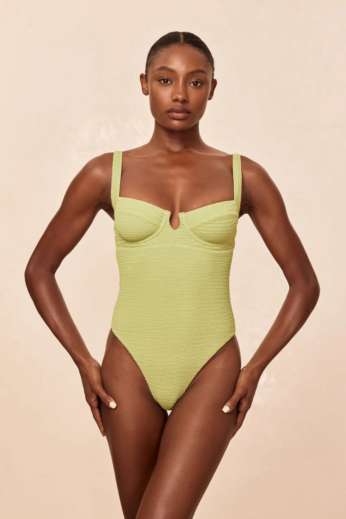 Clovelly One Piece - Avocado Crinkle sold by Monday Swimwear product image thumbnail 3