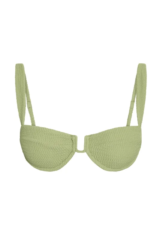 Cala Roja Top - Avocado Crinkle sold by Monday Swimwear