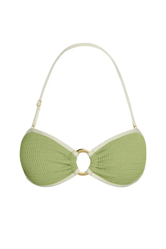 Costa Rica Top - Avocado/Ivory Crinkle sold by Monday Swimwear