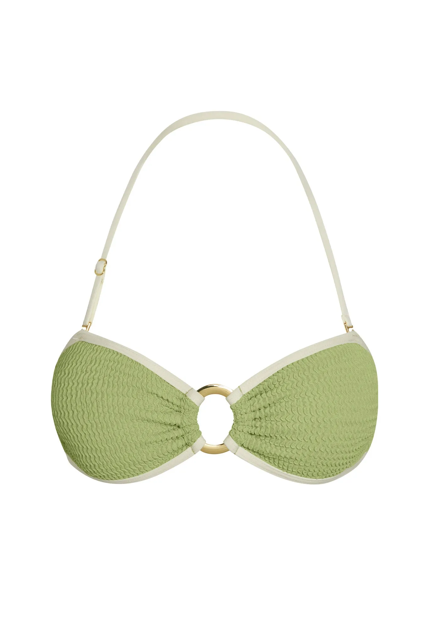 Costa Rica Top - Avocado/Ivory Crinkle sold by Monday Swimwear