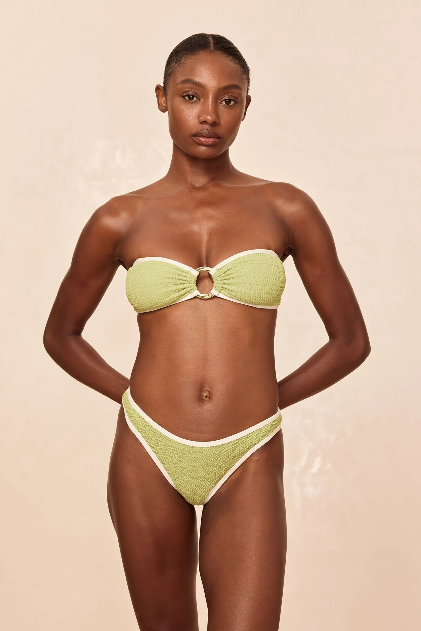 Costa Rica Top - Avocado/Ivory Crinkle sold by Monday Swimwear product image thumbnail 4