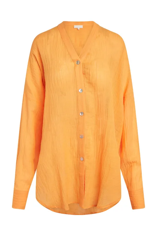 Barcelona Tunic - Clementine Crinkle Linen sold by Monday Swimwear