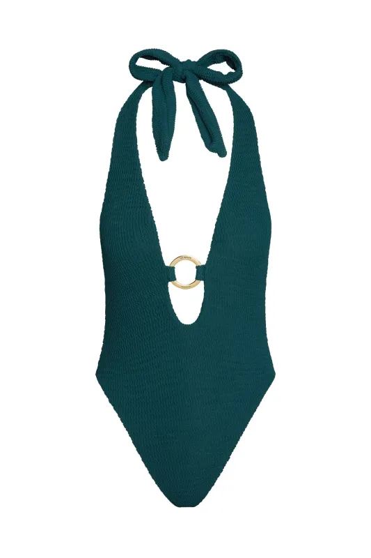 Montego One Piece - Evergreen Crinkle sold by Monday Swimwear