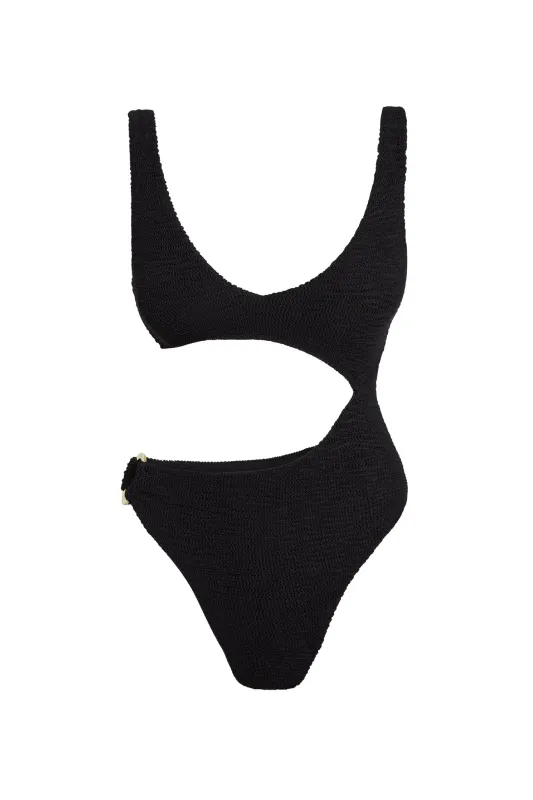 St. Barth's One Piece - Black Crinkle sold by Monday Swimwear