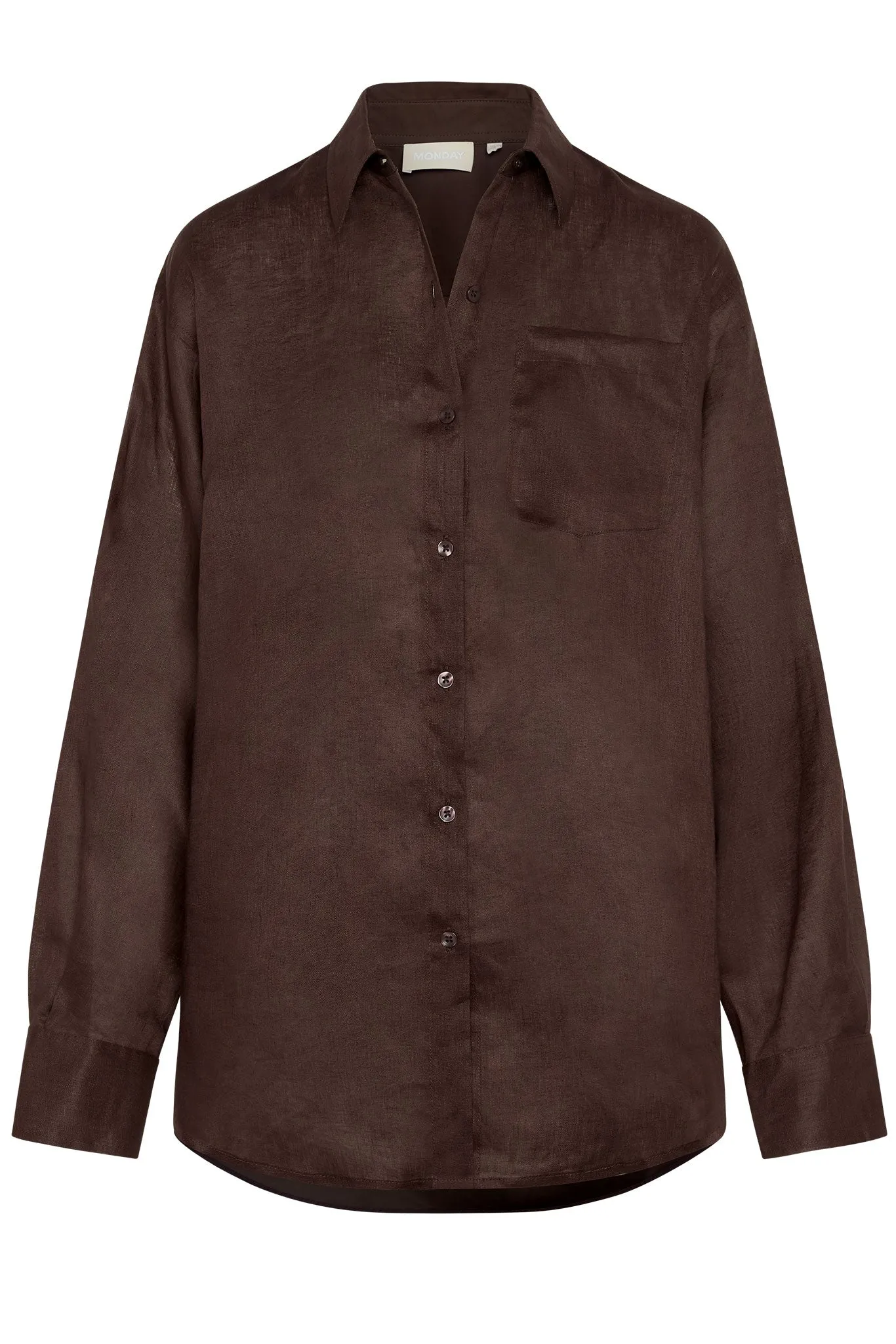 La Jolla Linen Shirt - Espresso Linen sold by Monday Swimwear