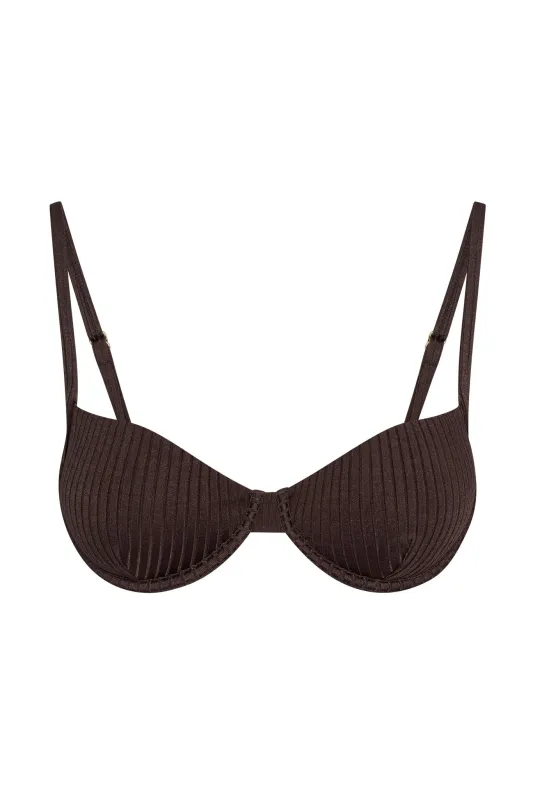 Capri Top - Espresso Wide Rib sold by Monday Swimwear