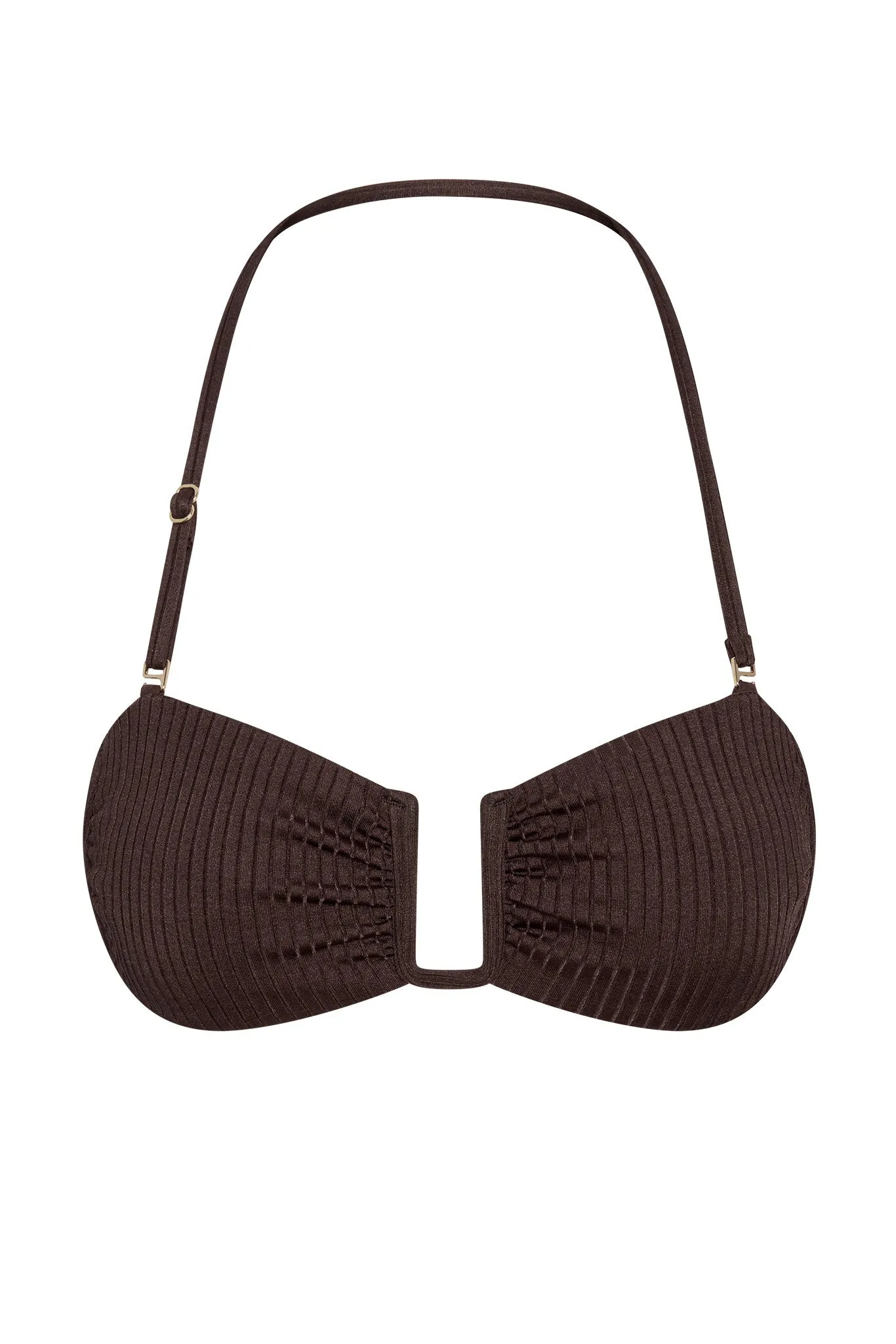 St. Martinique Bandeau - Espresso Wide Rib sold by Monday Swimwear
