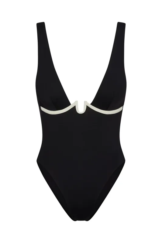 Milos One Piece - Black/Ivory made by Monday Swimwear