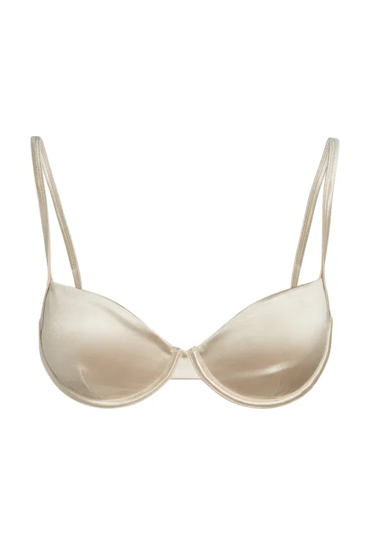 Capri Top - Champagne Shiny Jersey sold by Monday Swimwear