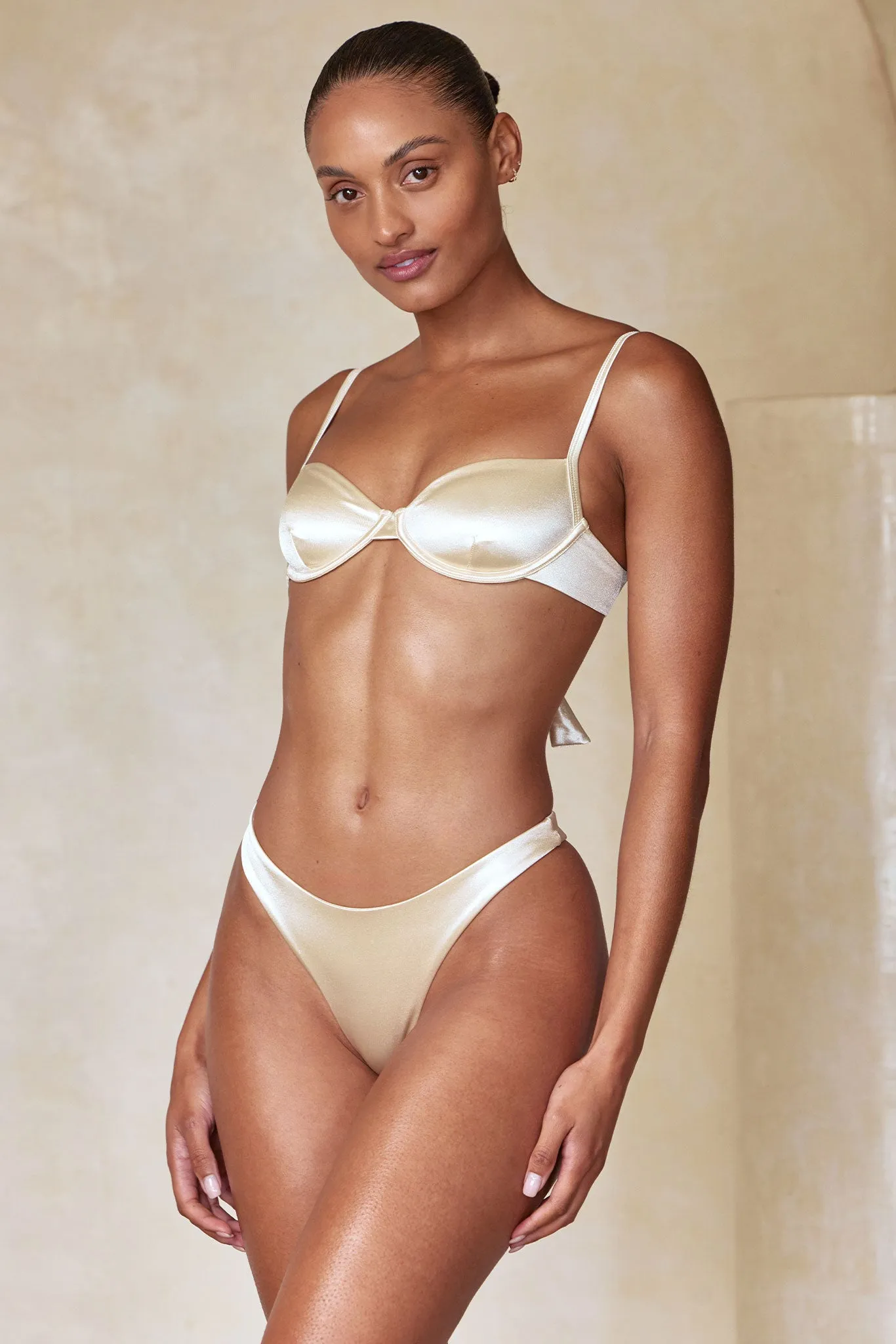 Capri Top - Champagne Shiny Jersey sold by Monday Swimwear product image thumbnail 2