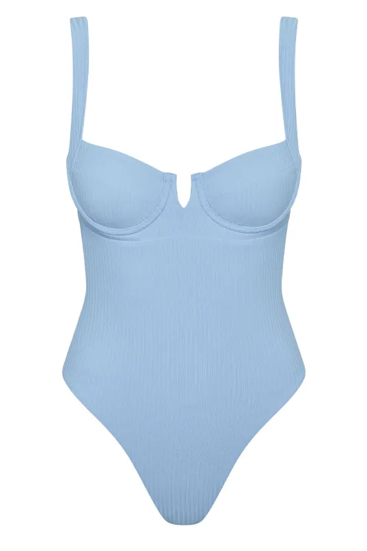 Clovelly One Piece - Sky Rib sold by Monday Swimwear