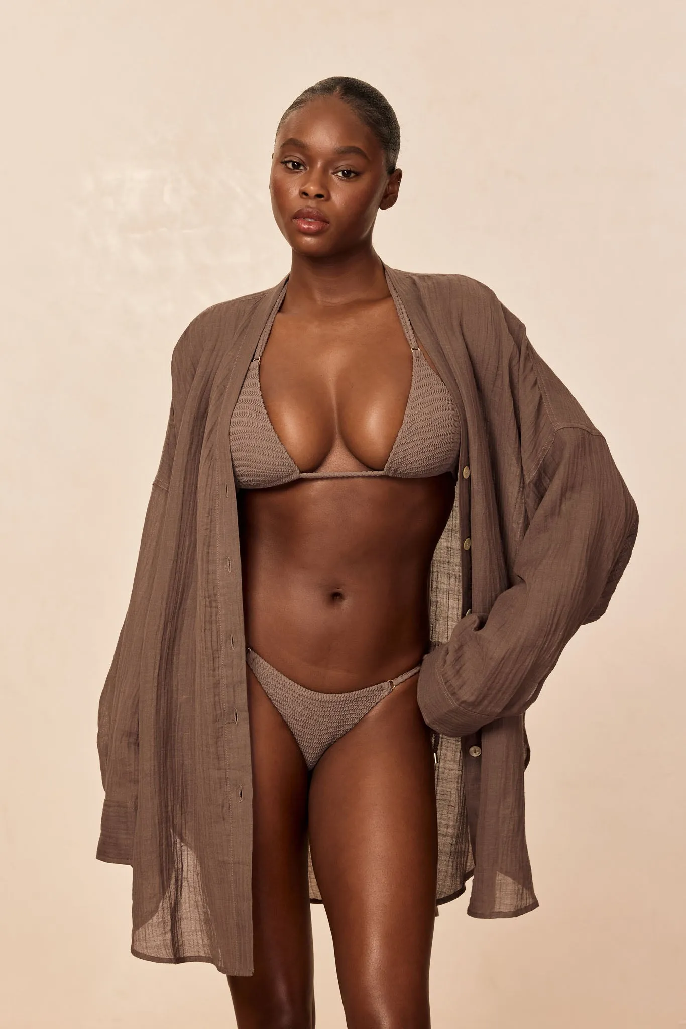 Barcelona Tunic - Stone Crinkle Linen sold by Monday Swimwear product image thumbnail 4