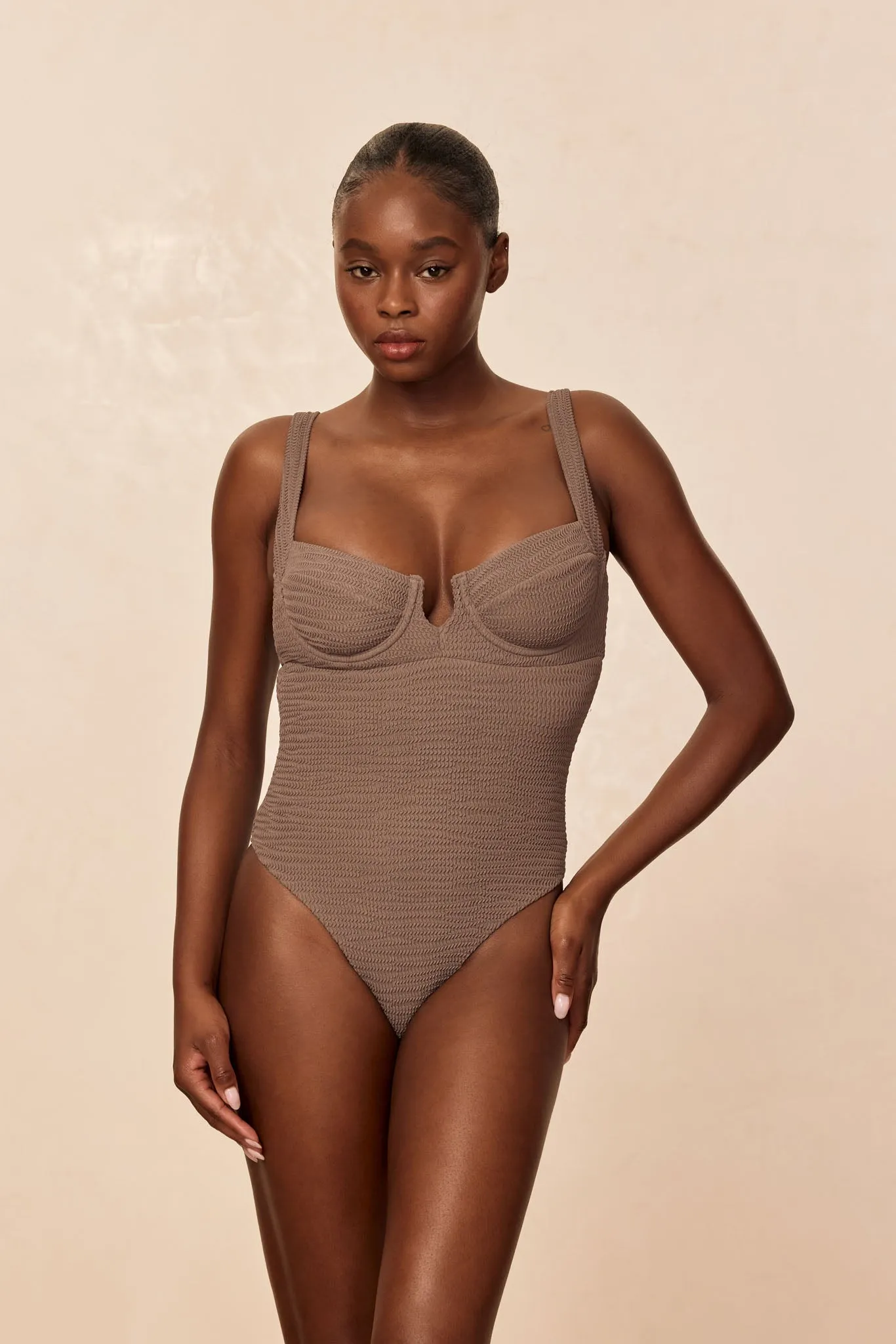 Clovelly One Piece - Stone Crinkle sold by Monday Swimwear product image thumbnail 3
