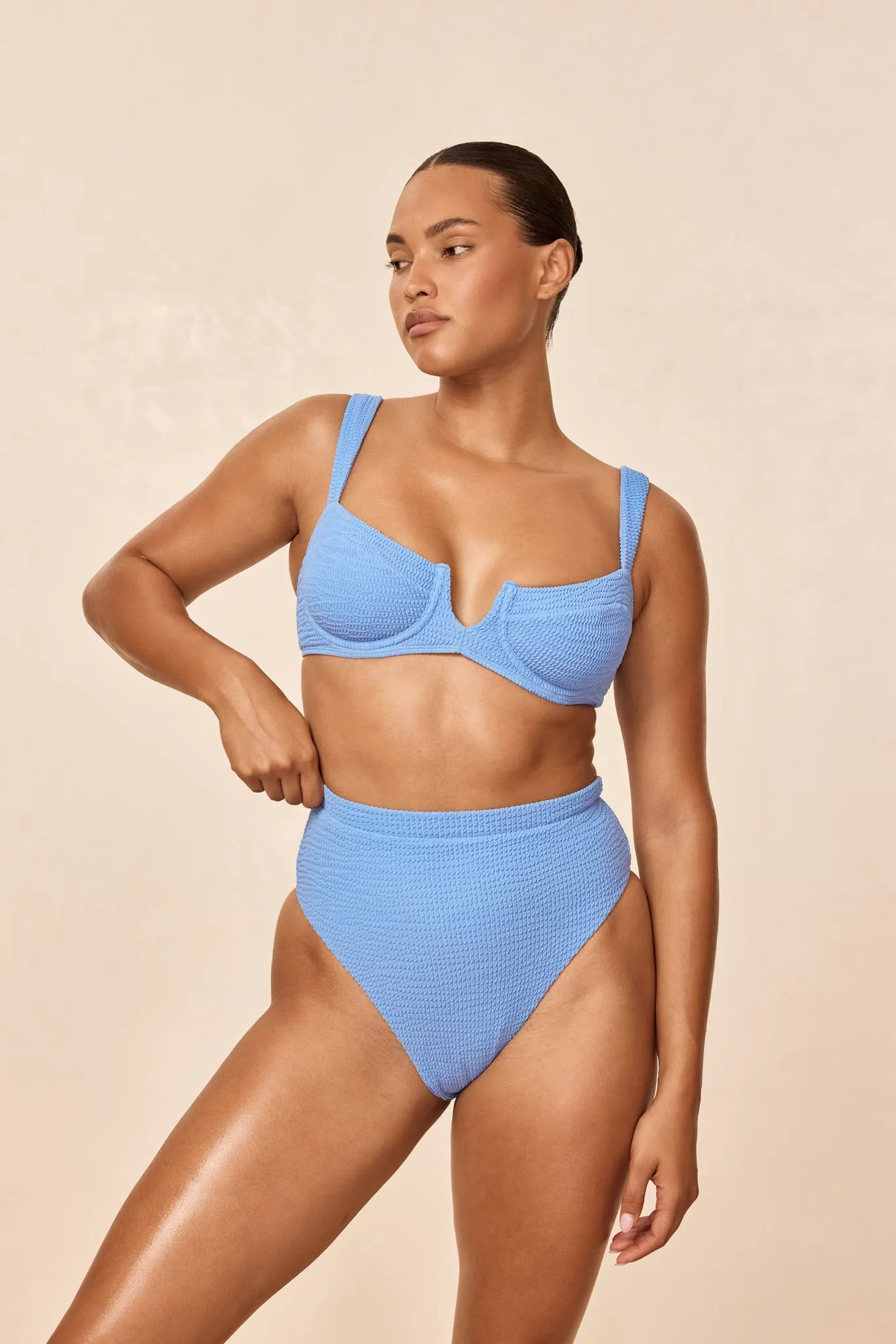Riviera Bottom - Azure Crinkle sold by Monday Swimwear product image thumbnail 4