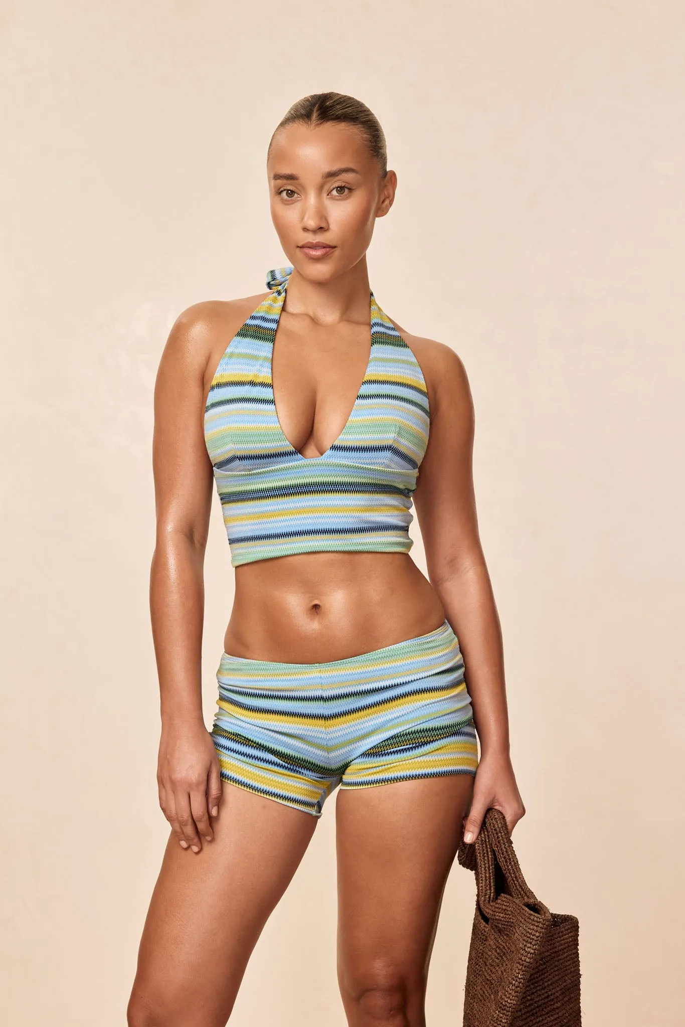 Cali Shorts - Sardinia Stripe Azure sold by Monday Swimwear product image thumbnail 5